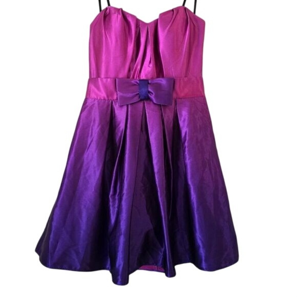 Vintage ROBERTA ombré pink and‎ purple formal strapless mini dress size 3/4  Y2K